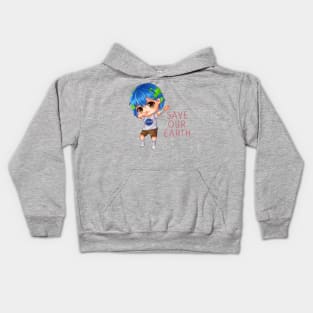 Earth Chan save our earth dabbing Kids Hoodie